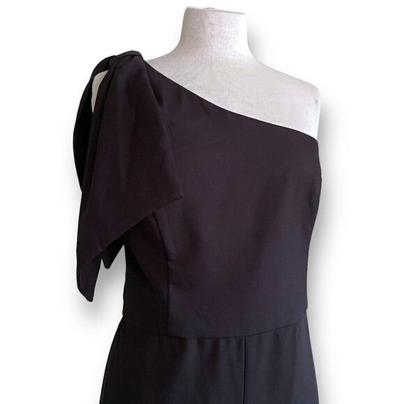 BHLDN Anthropologie Womens Windham Jumpsuit Plus Sz 18 Black 1 Shoulder Wide Leg - Picture 6 of 12